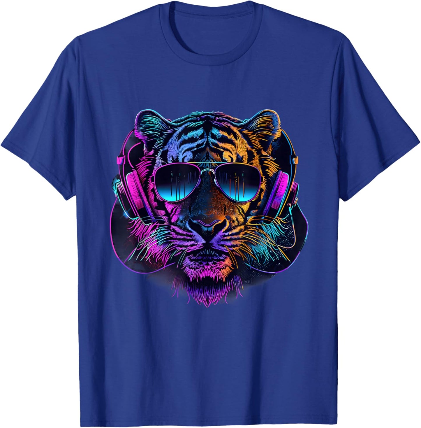 DJ Tiger House Music Headphones Music Producer Beatmaker T-Shirt - T-Shirt | Royal
