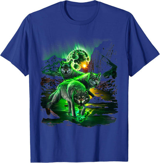 Wolf Hunting in Valley Amidst Catastrophic Asteroid Impact T-Shirt - T-Shirt | Royal