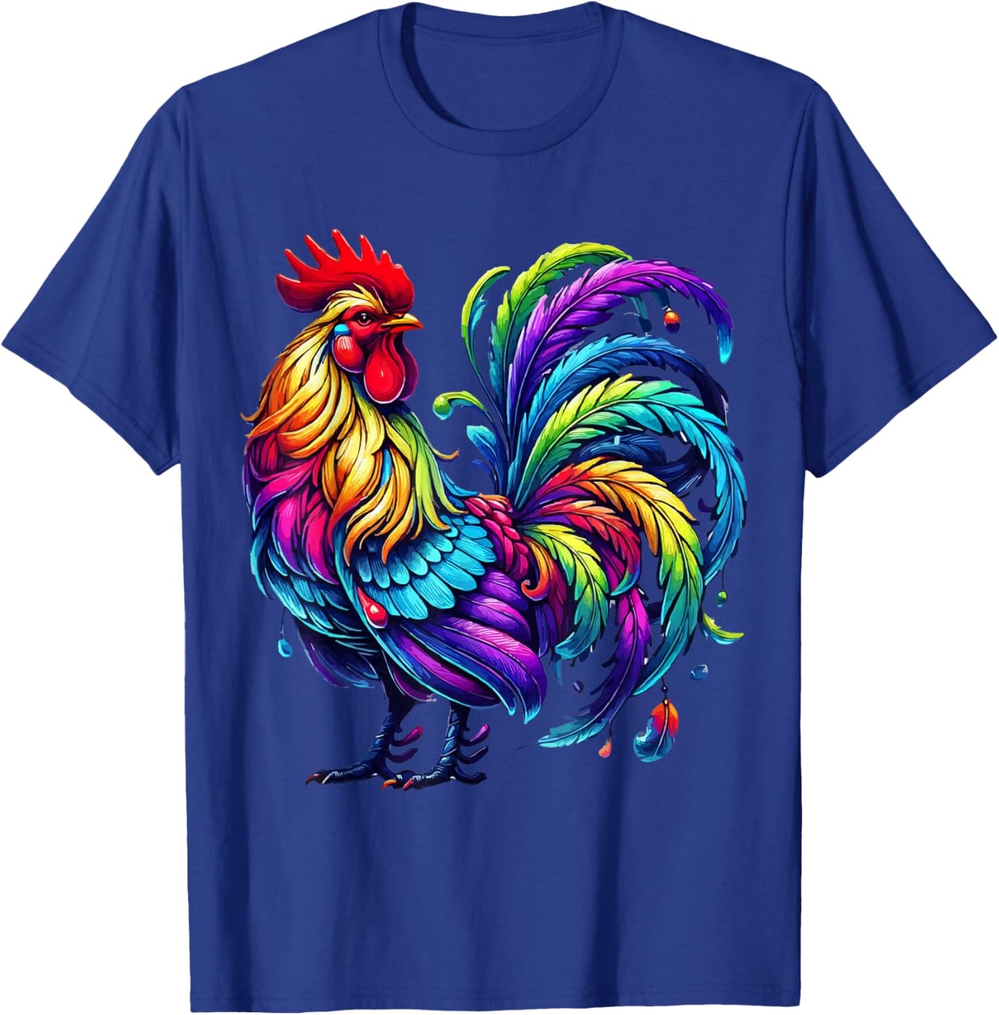 Chicken Colourful Art Animal Graphic Motif Chicken T-Shirt - T-Shirt | Royal