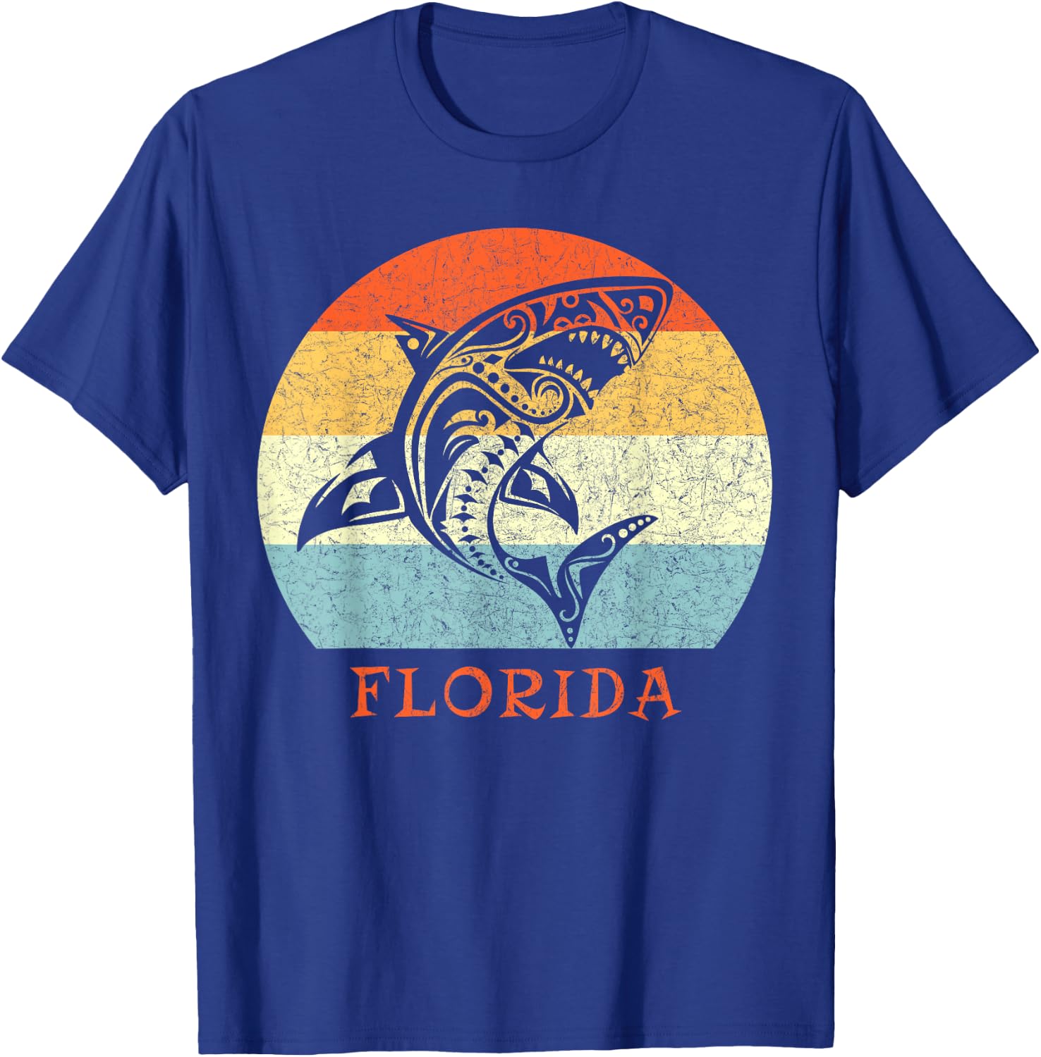Florida Vintage Retro Shark Vacation T-Shirt - T-Shirt | Royal
