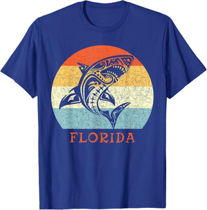 Florida Vintage Retro Shark Vacation T-Shirt - T-Shirt | Royal