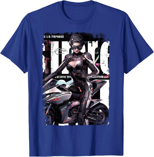 Supersport bike Superbike Pin-up girl racing motorcycle T-Shirt - T-Shirt | Royal
