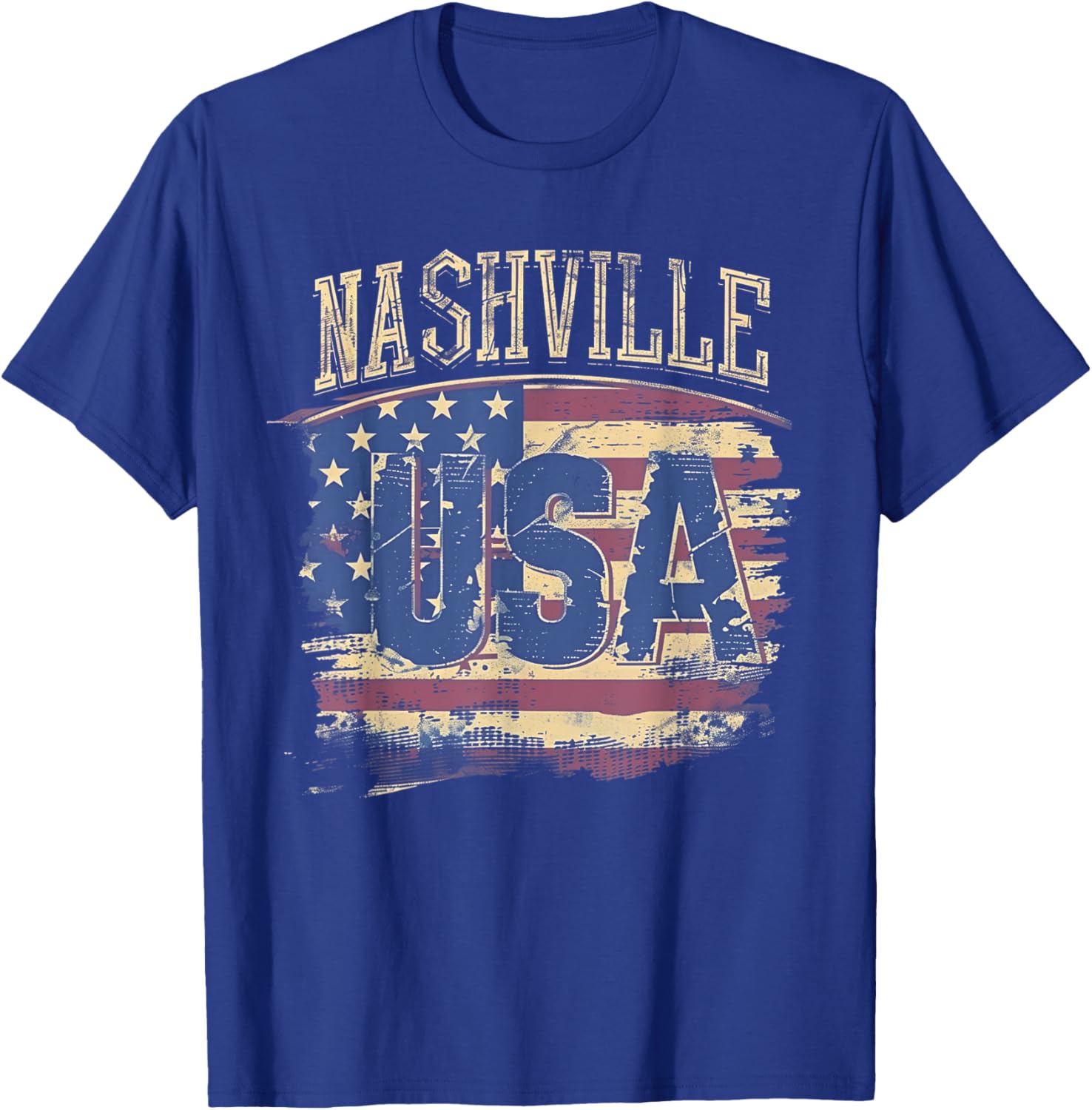Nashville - USA 4th of July Retro American Flag Vintage Girls Kids Men T-Shirt - T-Shirt | Royal