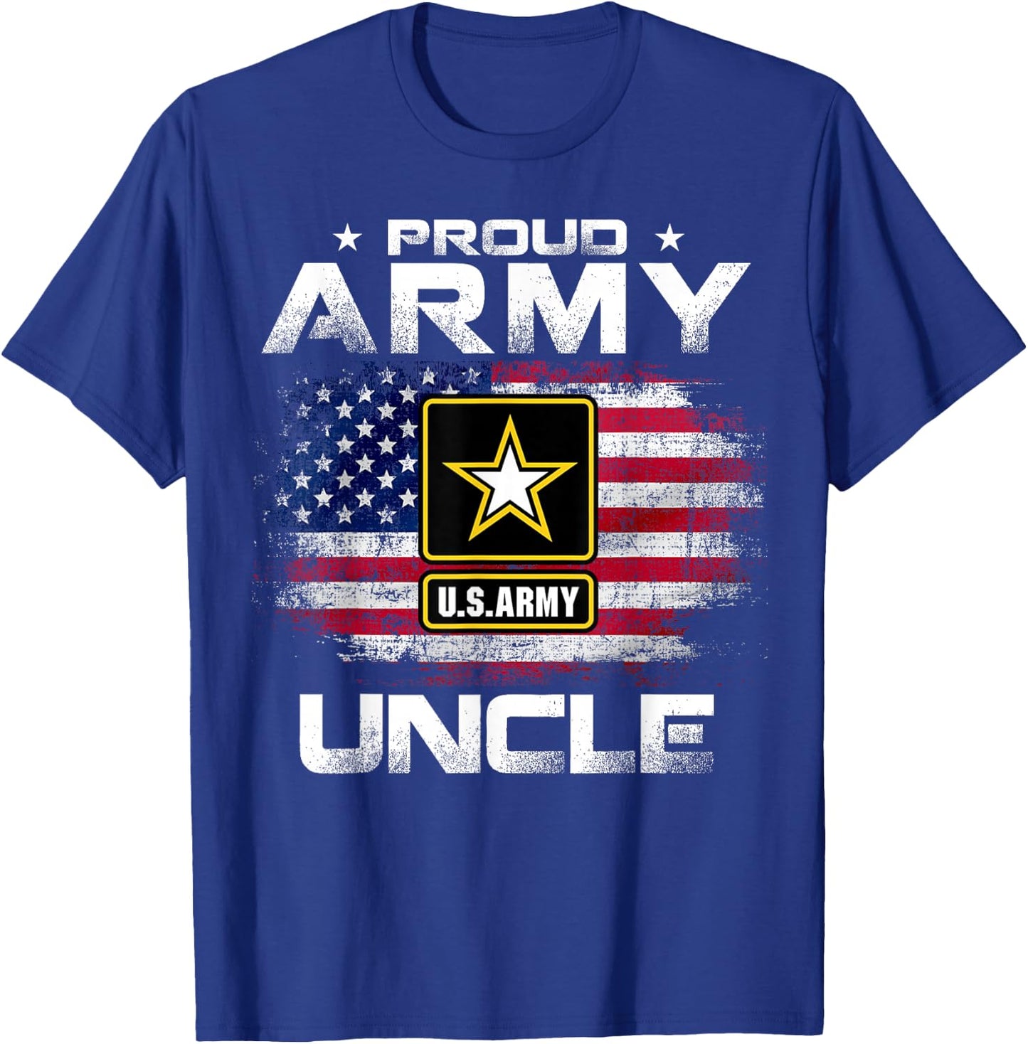 Proud Army Uncle With American Flag For Veteran Gift T-Shirt - T-Shirt | Royal