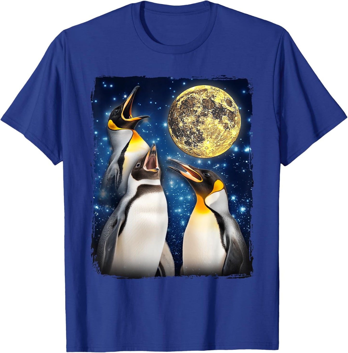 Penguins Howling At The Moon T-Shirt - T-Shirt | Royal