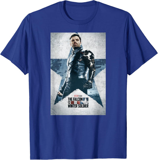 Marvel The Falcon and The Winter Soldier Bucky Barnes Poster T-Shirt - T-Shirt | Royal