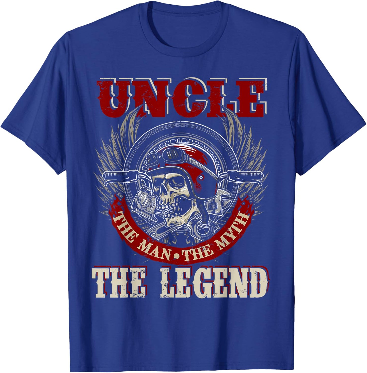 Uncle The Man The Myth Happy Fathers Day Skull Biker Lover T-Shirt - T-Shirt | Royal