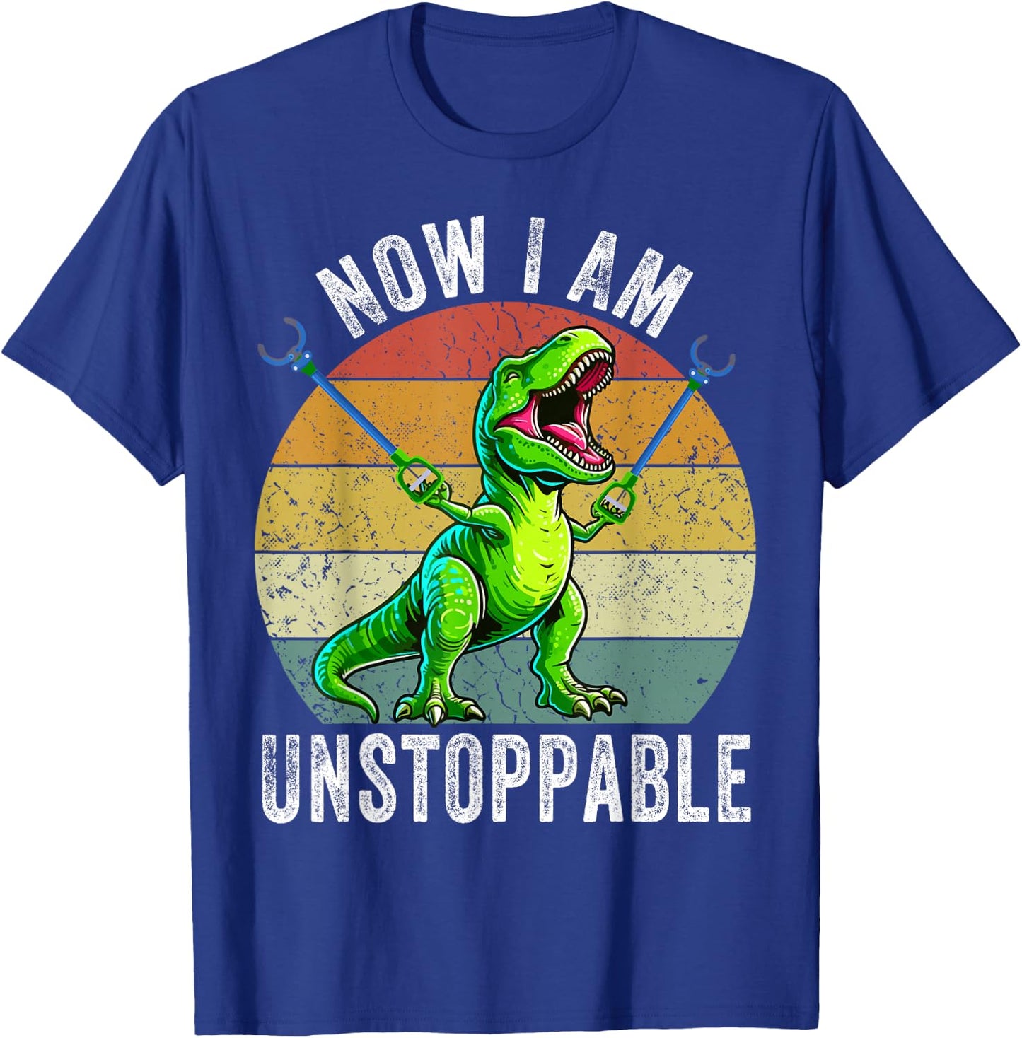 Retro Vintage Now I Am Unstoppable Trex Funny T-Rex T-Shirt - T-Shirt | Royal