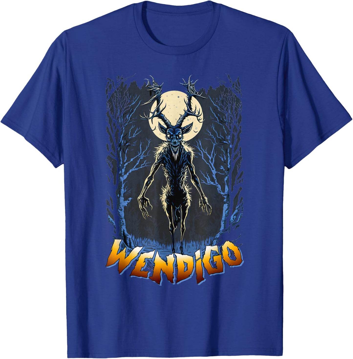 Wendigo Supernatural Monster Folklore Cryptid Full Moon T-Shirt - T-Shirt | Royal