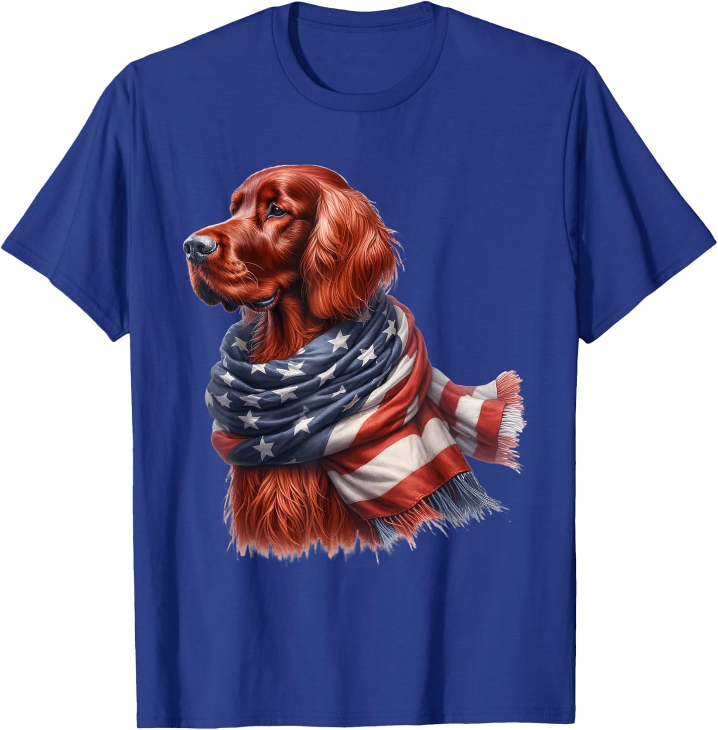 Irish Setter American Flag Patriotic Irish Setter Dog Lover T-Shirt - T-Shirt | Royal