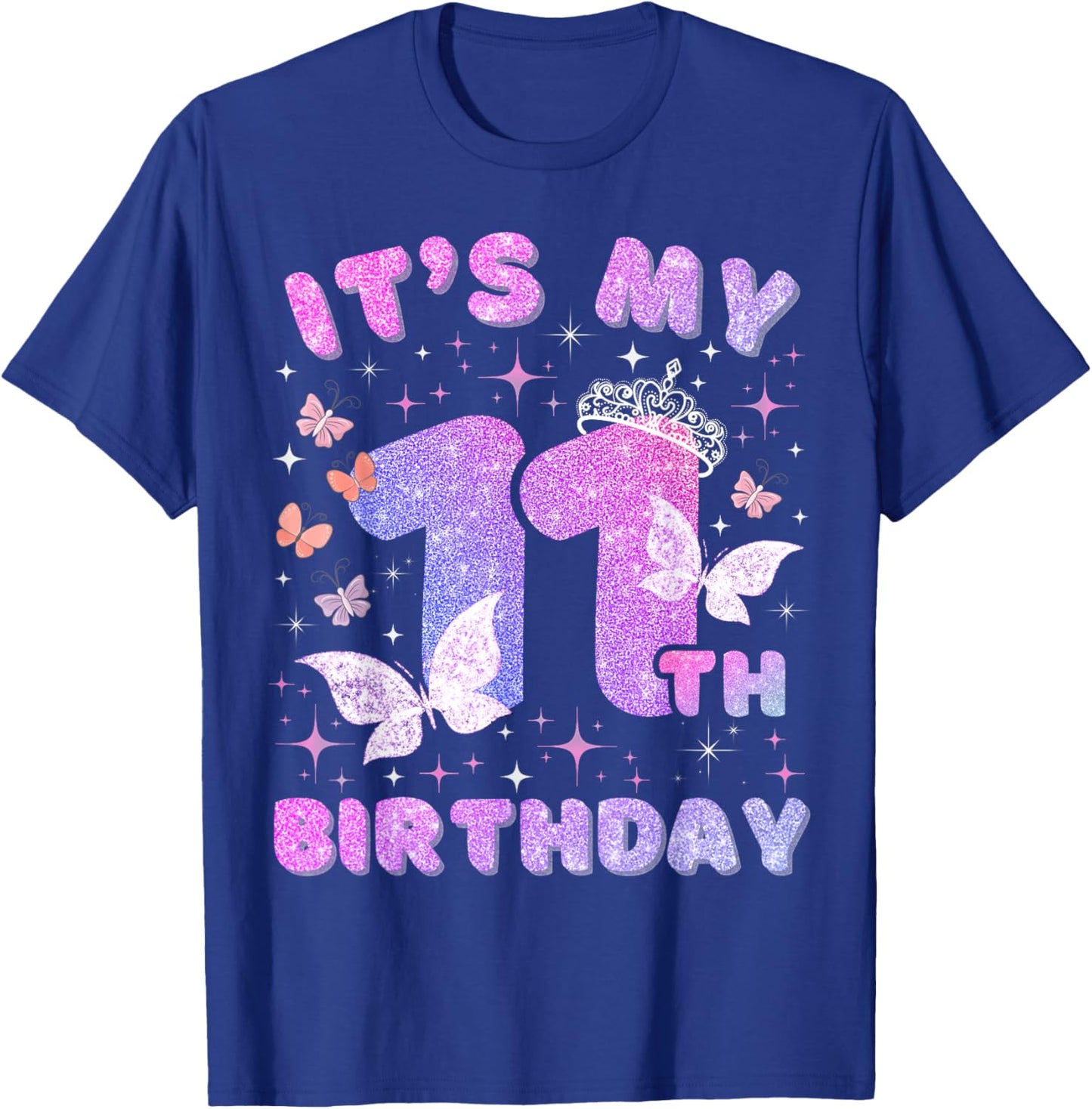 Kids 11 Years Princess Butterfly Its My 11th Birthday Girls T-Shirt - T-Shirt | Royal