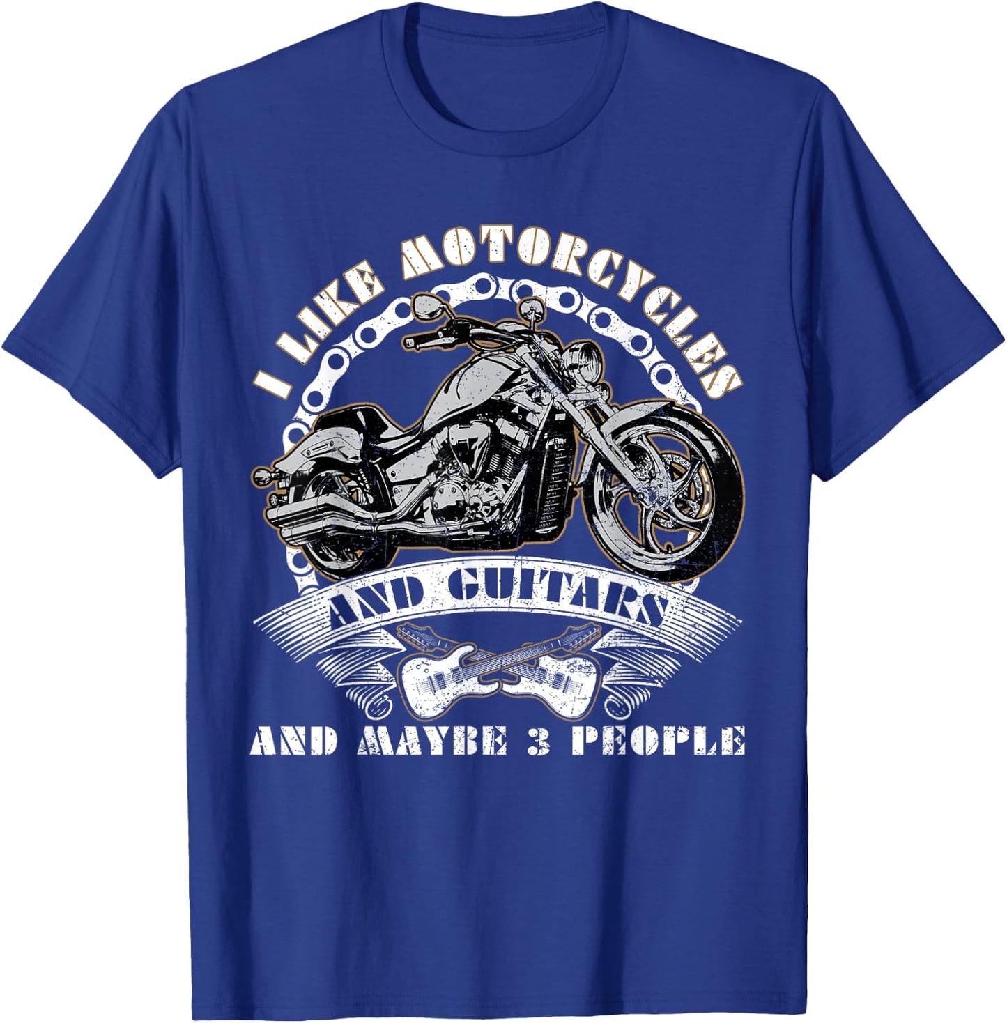 I Like Motorcycles And Guitars And Maybe 3 People Rider Race T-Shirt - T-Shirt | Royal