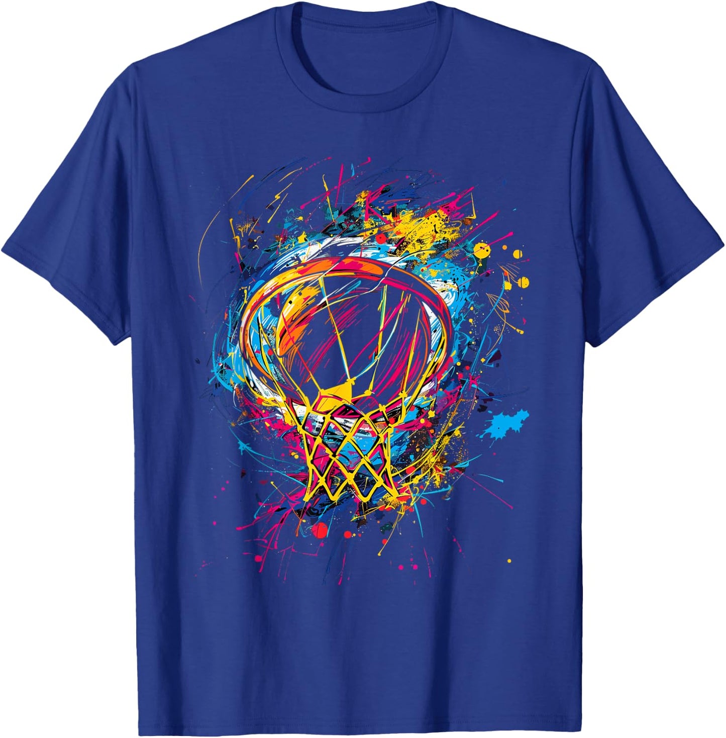 Colorful Basketball Tie Dye Color,Splash Hoop Net Slam Dunk T-Shirt - T-Shirt | Royal