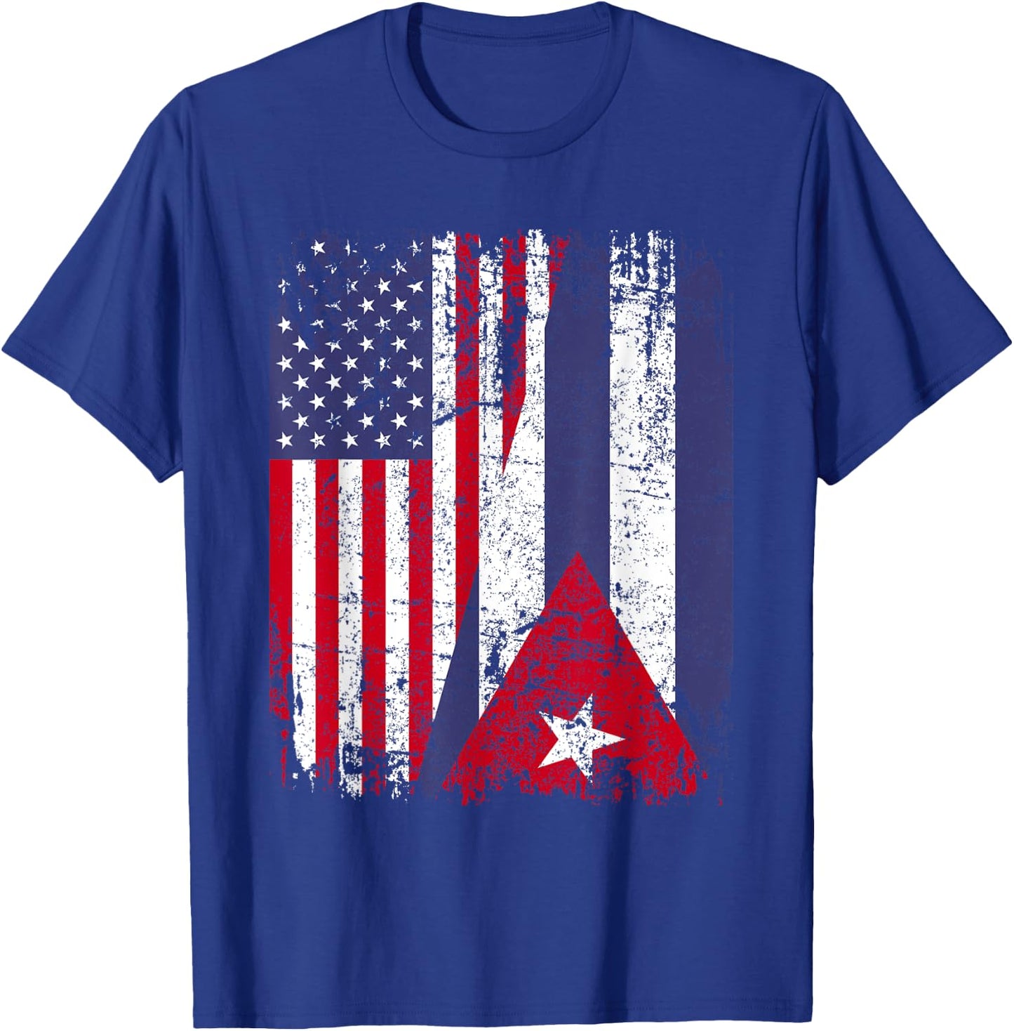 CUBAN ROOTS | Half American Flag | CUBA FLAG T-Shirt - T-Shirt | Royal