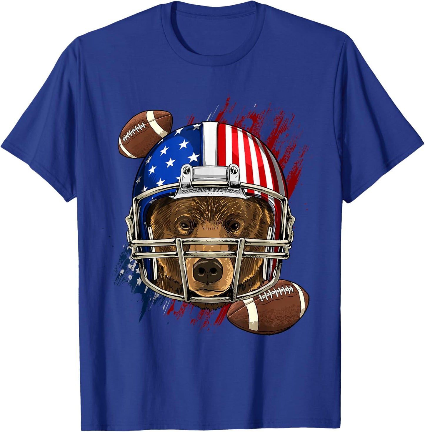 Bear American Football Bear Lovers USA Flag T-Shirt - T-Shirt | Royal