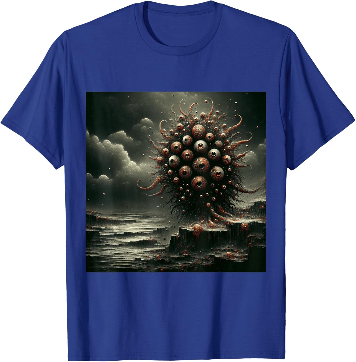 Eldritch Nightmare Lovecraftian Horror Fear of Eyes Graphic T-Shirt - T-Shirt | Royal