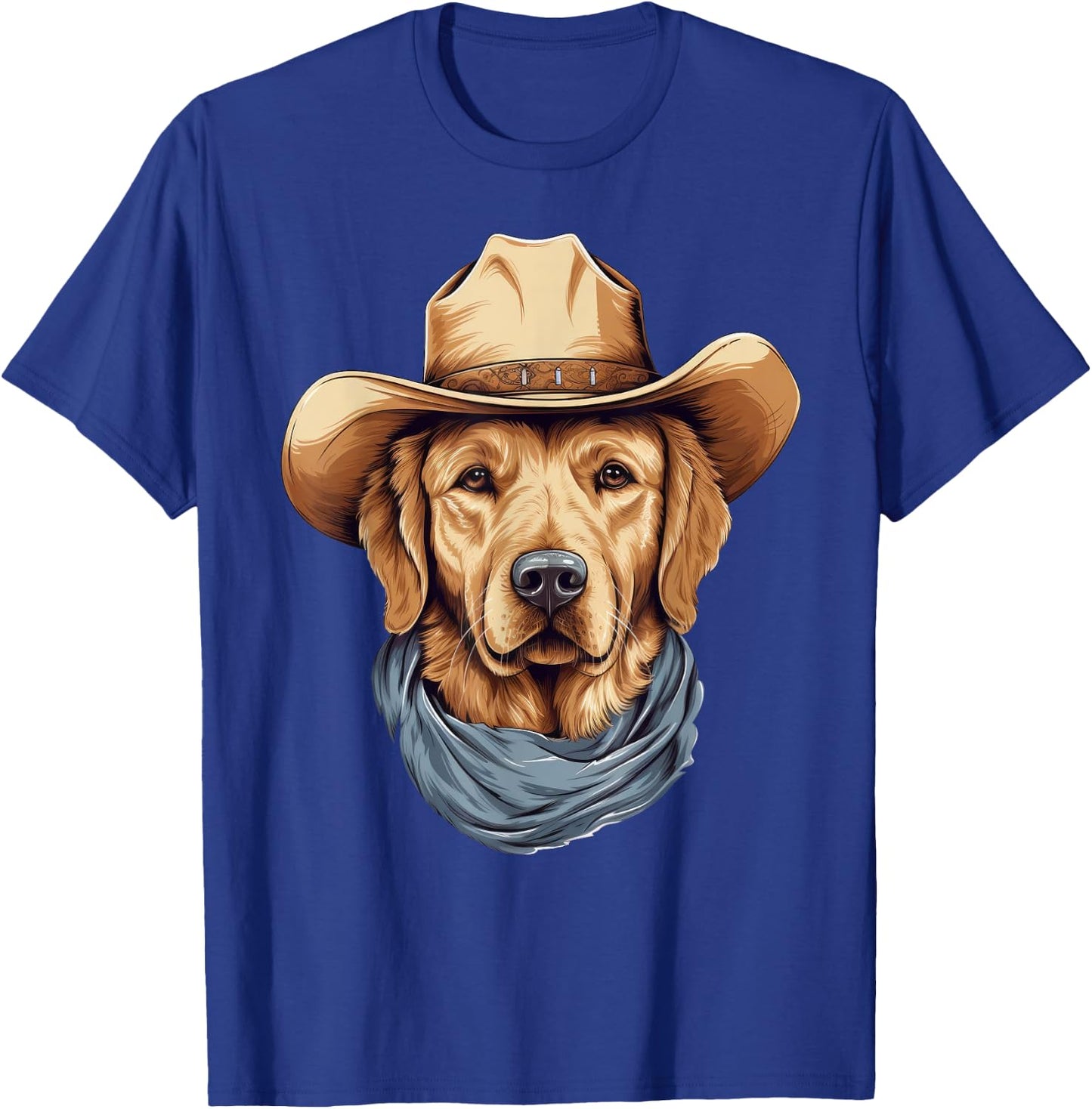 Golden Retriever Dog in Cowboy Hat Golden Retriever Lovers T-Shirt - T-Shirt | Royal