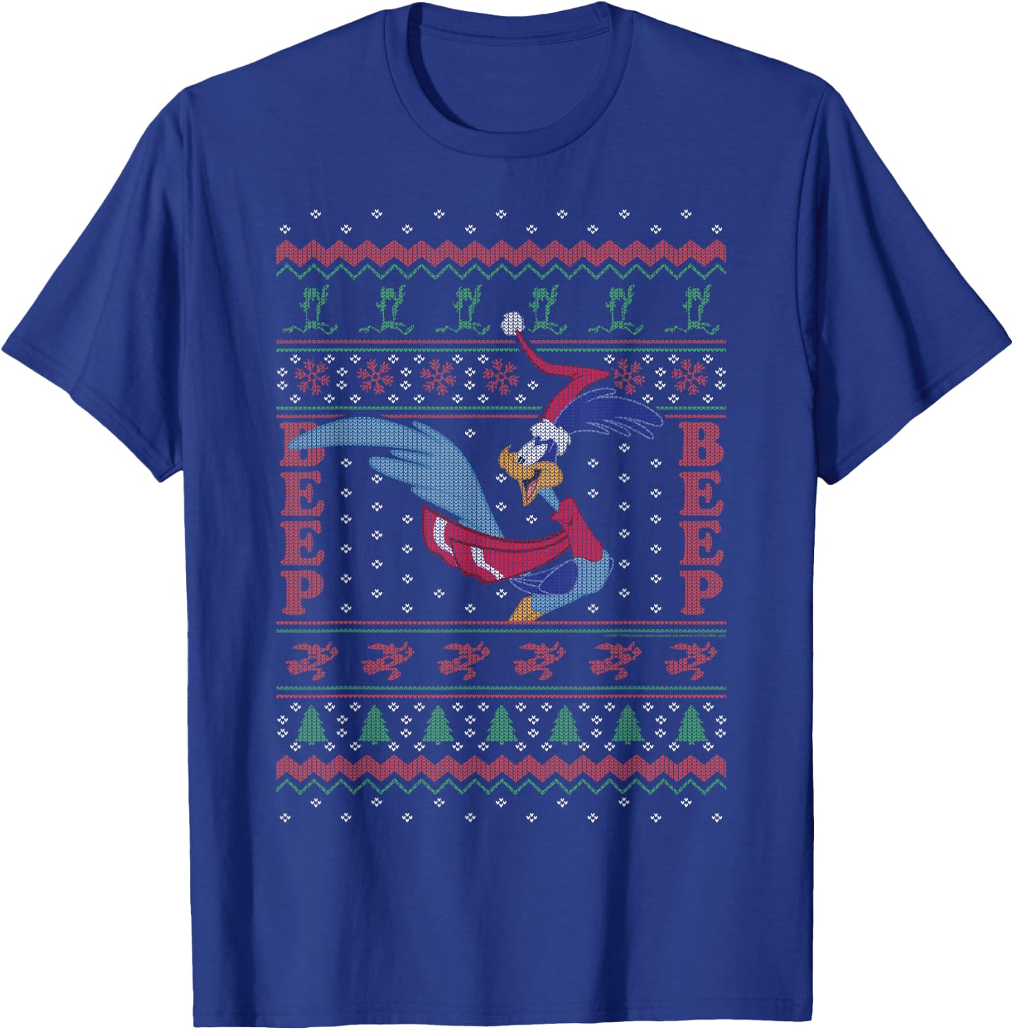 Looney Tunes Christmas Road Runner Ugly Sweater T-Shirt - T-Shirt | Royal