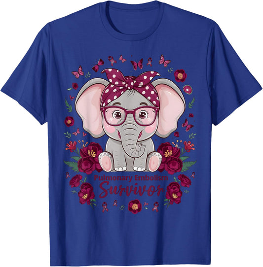 Pulmonary Embolism awareness flowers and ribbon T-Shirt - T-Shirt | Royal