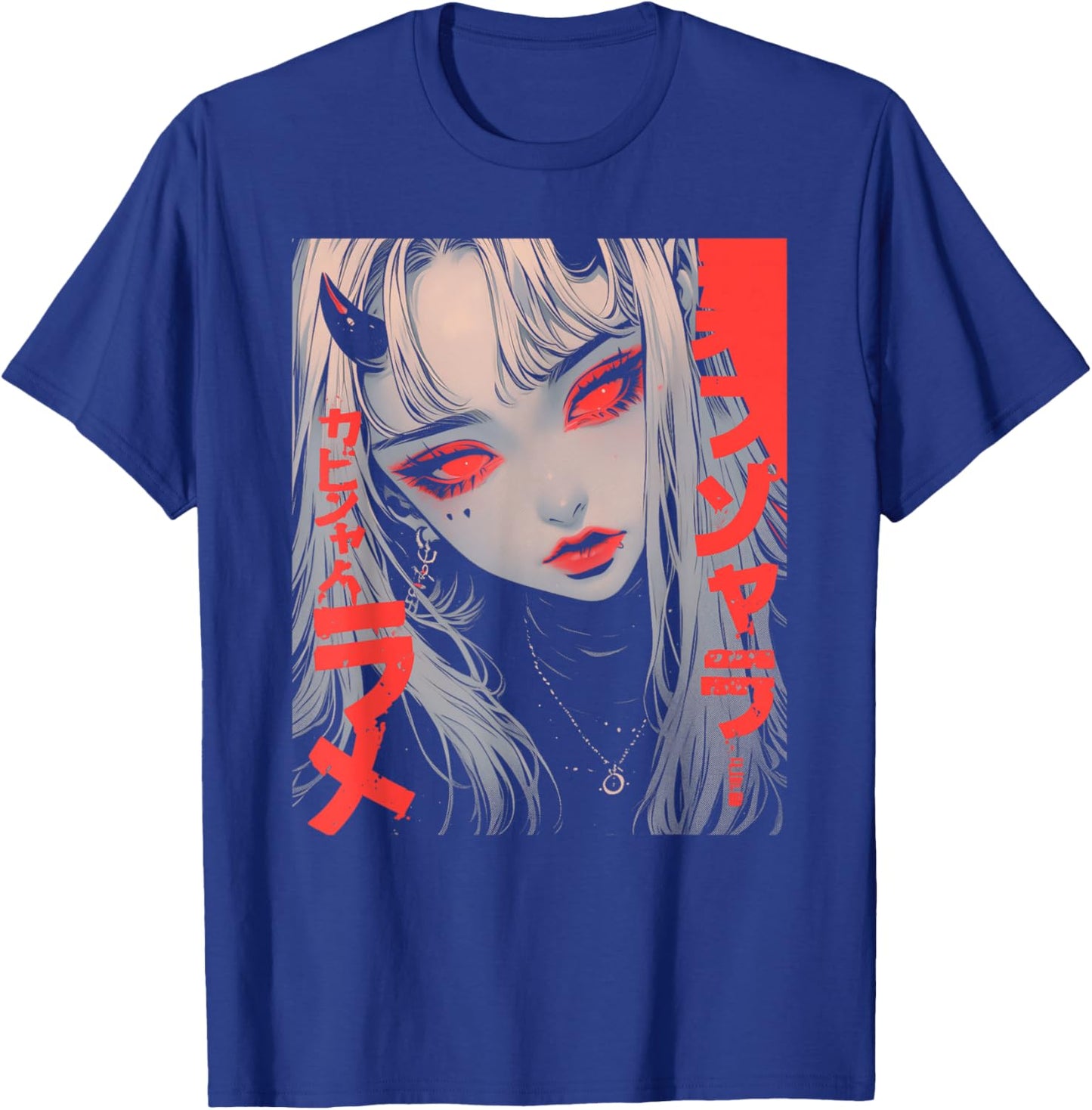 Goth Grunge Demon Anime Girl Waifu Horror Alt Aesthetic T-Shirt - T-Shirt | Royal