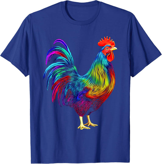 Chicken Colorful Art Animal Graphic Motif Chicken T-Shirt - T-Shirt | Royal