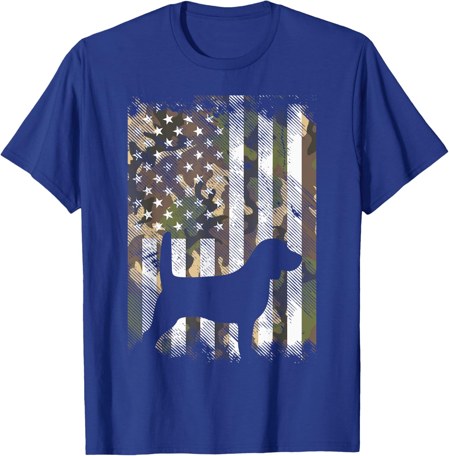 Camo Flag Beagle Vintage Animal Pet Hound Dog Patriotic Gift Girls Kids Men T-Shirt - T-Shirt | Royal