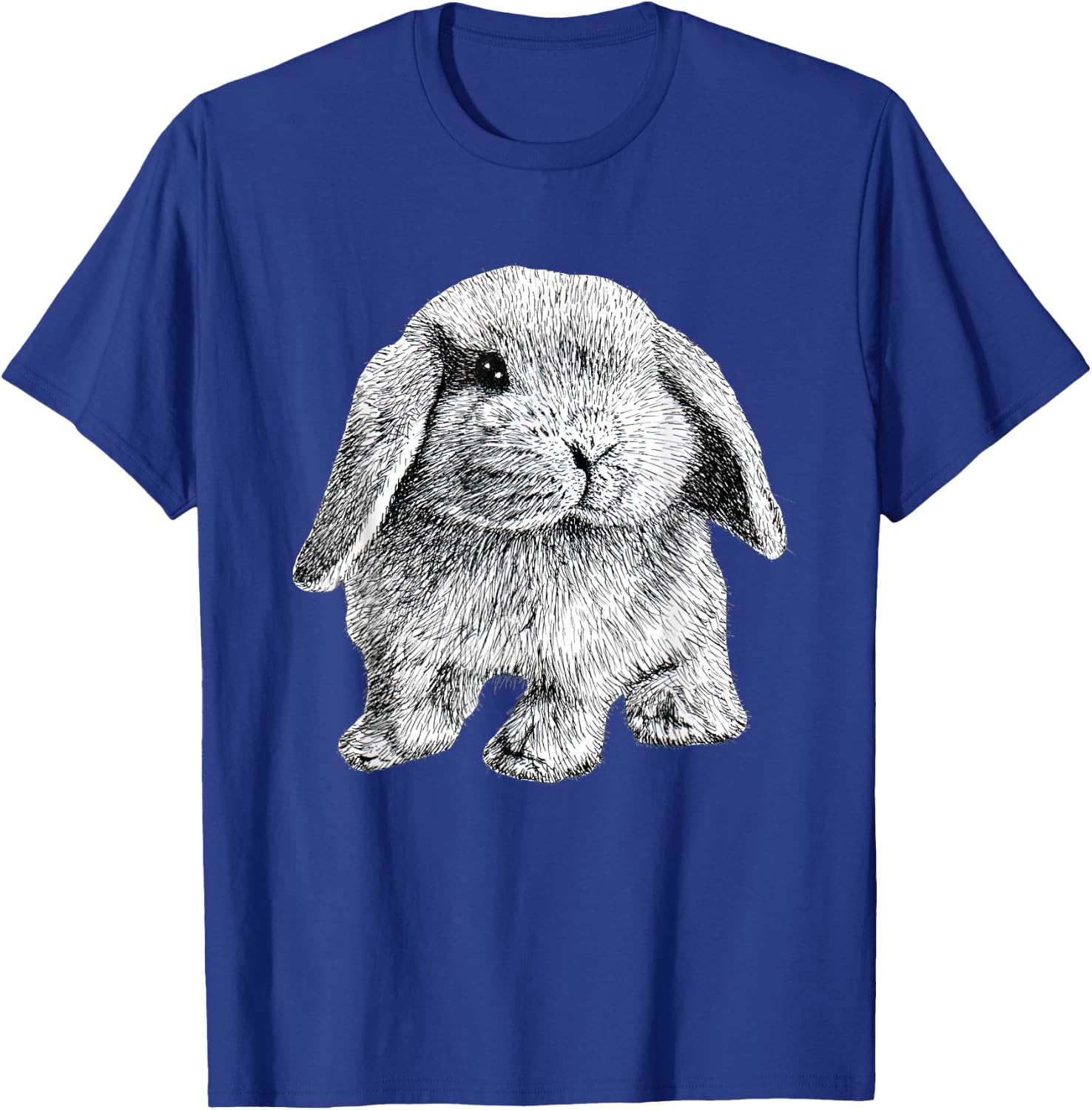 Lop Eared Bunny Rabbit Sitting Cute Drawing T-Shirt - T-Shirt | Royal