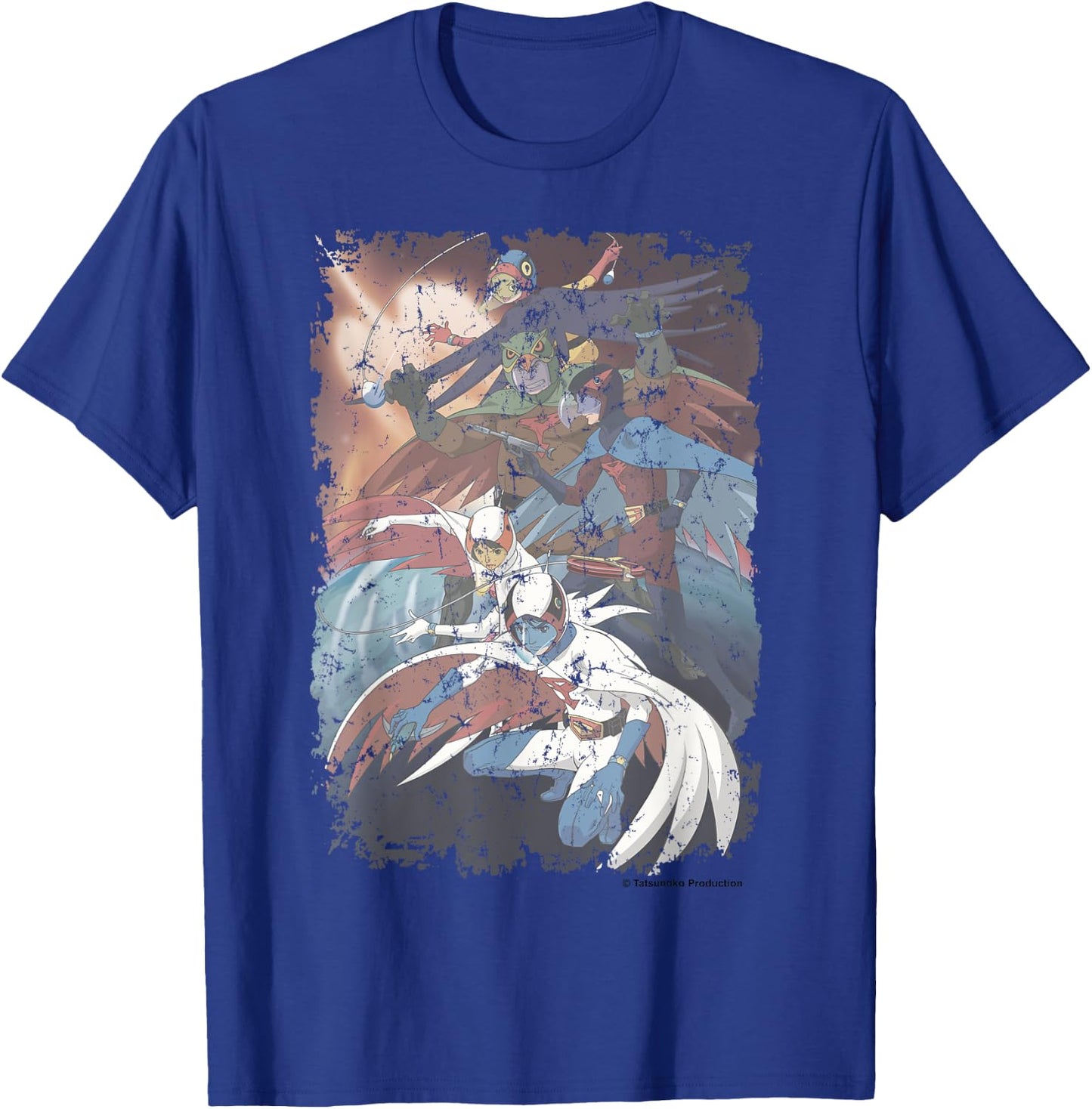 Manga Gatchaman Poster Planet Distressed T-Shirt - T-Shirt | Royal