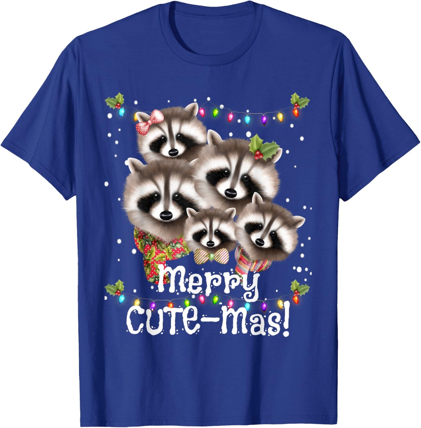 Funny Racoon MERRY CUTE-Mas Racoon Family Christmas Pajamas T-Shirt - T-Shirt | Royal