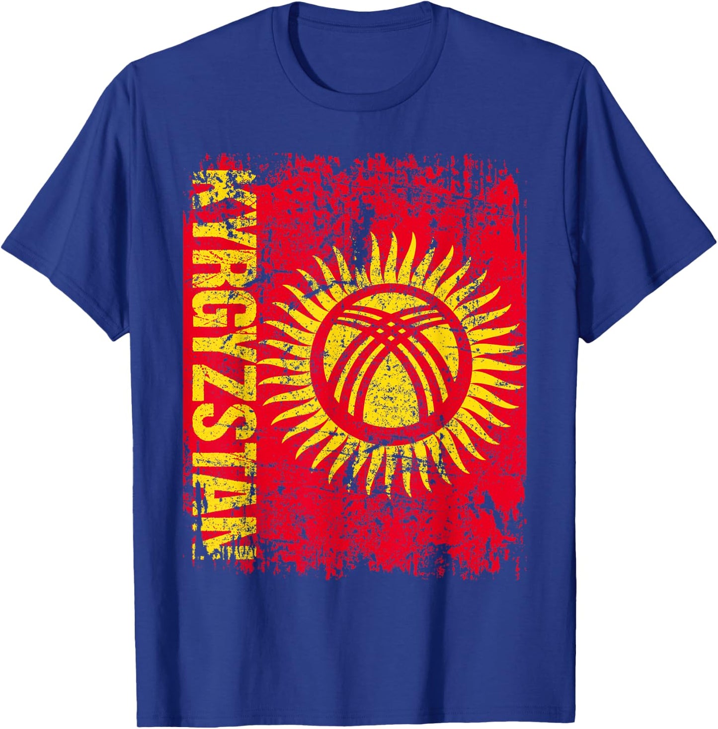 KYRGYZSTAN Flag Vintage Distressed KYRGYZSTAN T-Shirt - T-Shirt | Royal