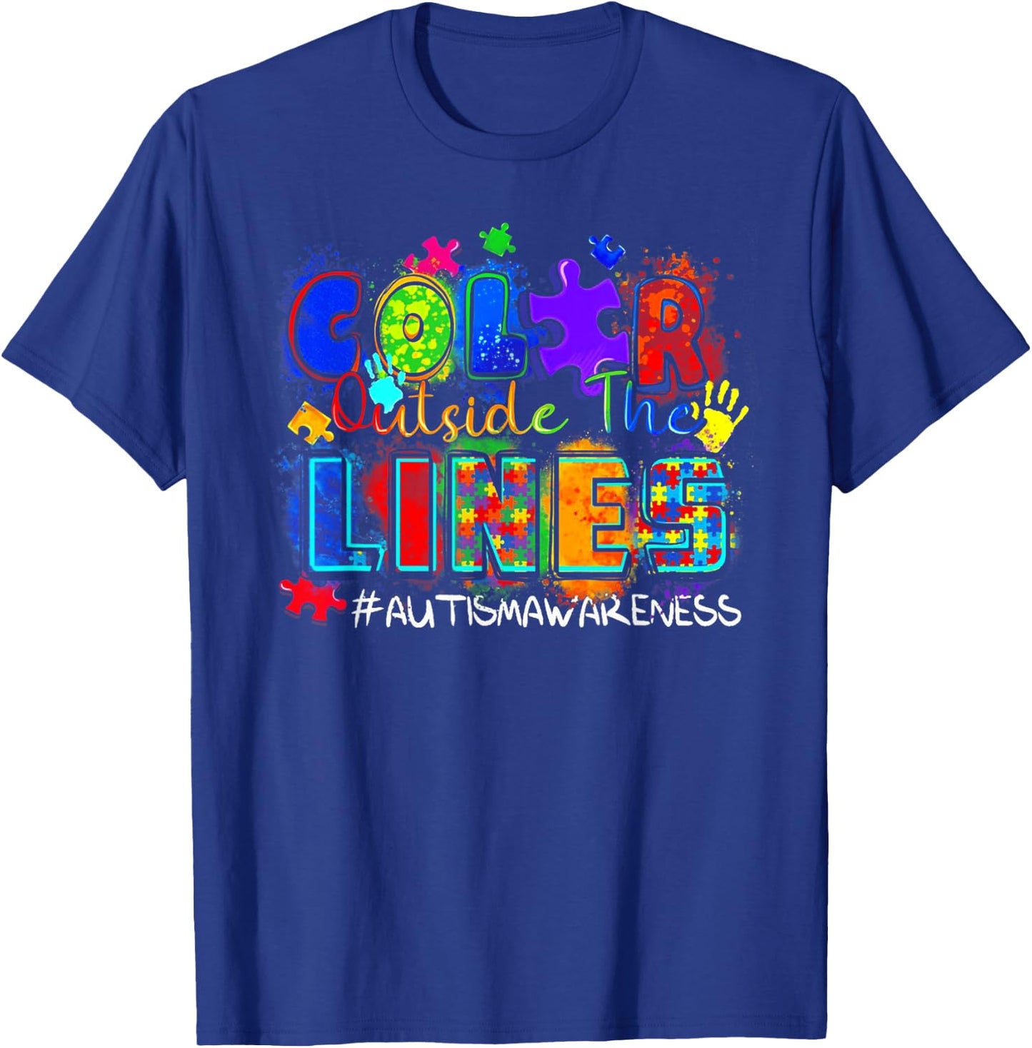 Color Outside The Lines Autism Awareness T-Shirt - T-Shirt | Royal