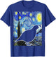 Quail Starry Night Quail Van Gogh Birdwatching Ornithology T-Shirt - T-Shirt | Royal