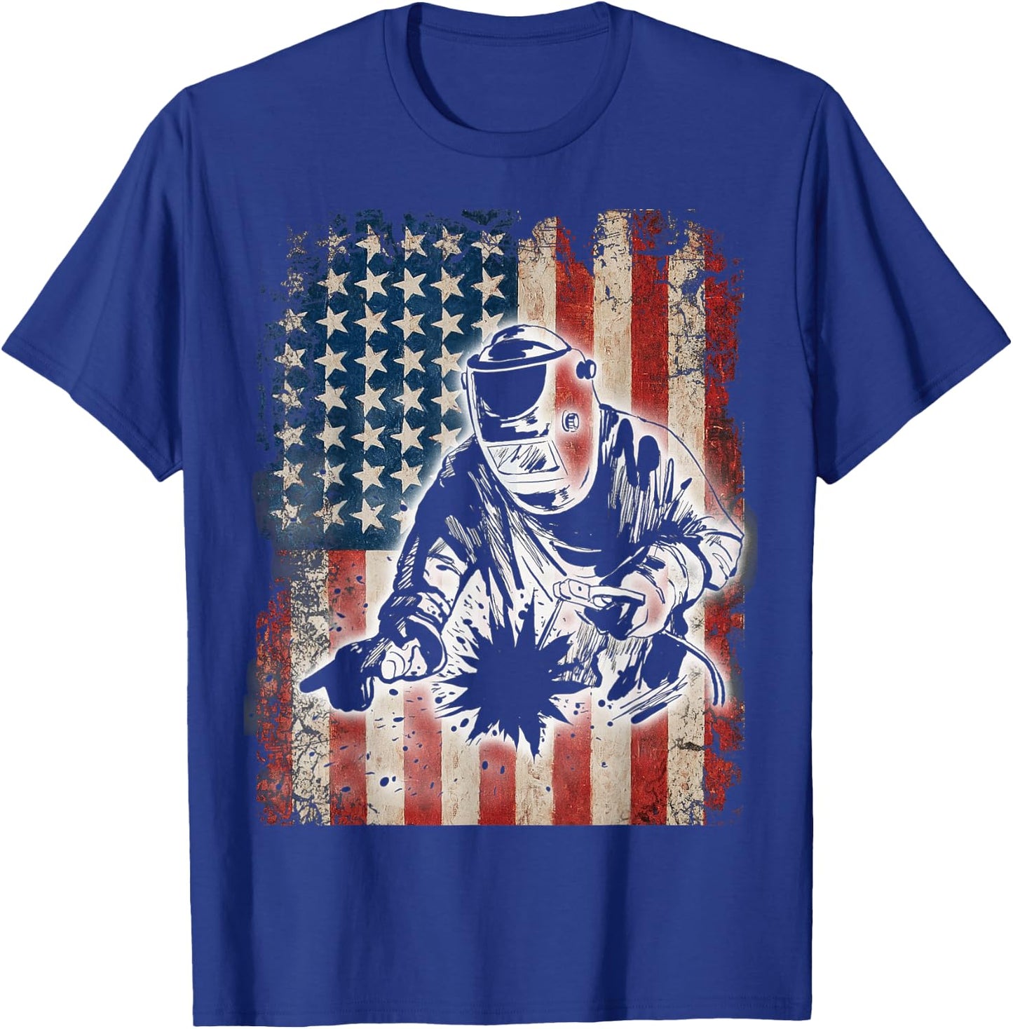 Welder American Flag USA Patriotic Welder Gift T-Shirt - T-Shirt | Royal