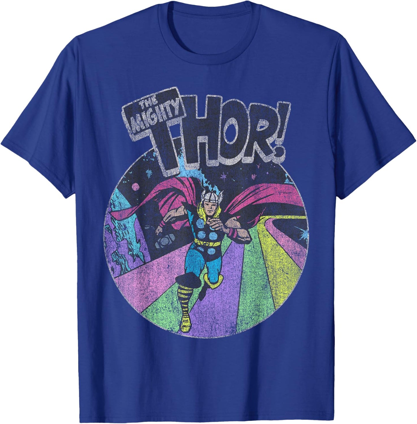 Marvel Avengers The Mighty Thor Distressed Retro Portrait T-Shirt - T-Shirt | Royal