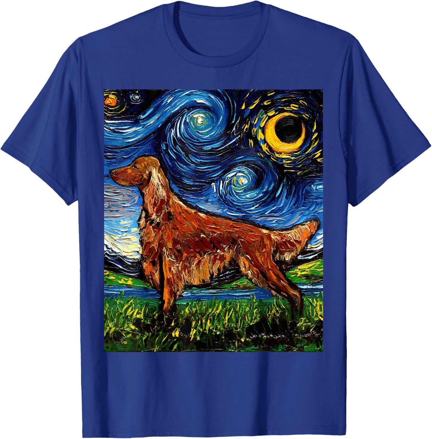 Irish Setter Starry Night Impressionist Dog Art by Aja T-Shirt - T-Shirt | Royal