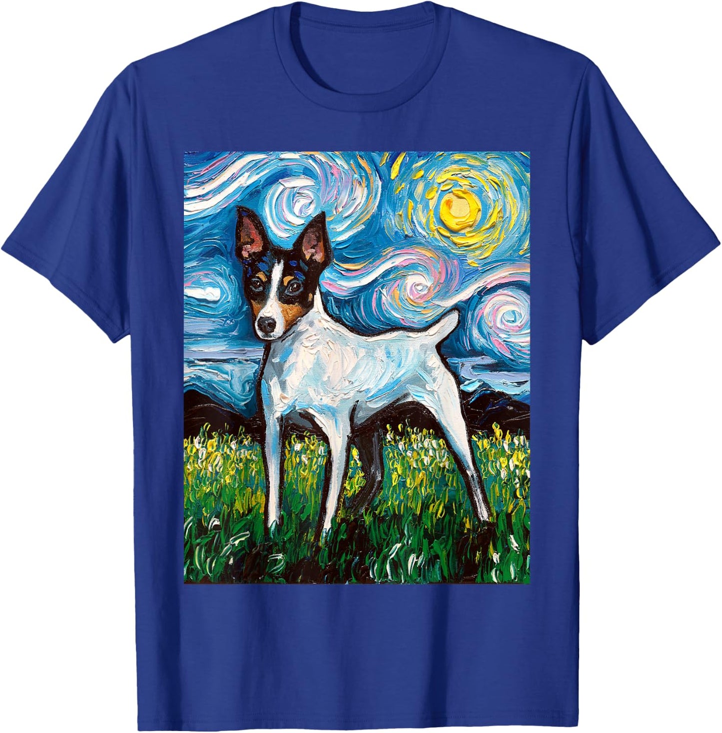 Aja Dog Toy Fox Terrier Starry Night Rat Terrier T-Shirt - T-Shirt | Royal