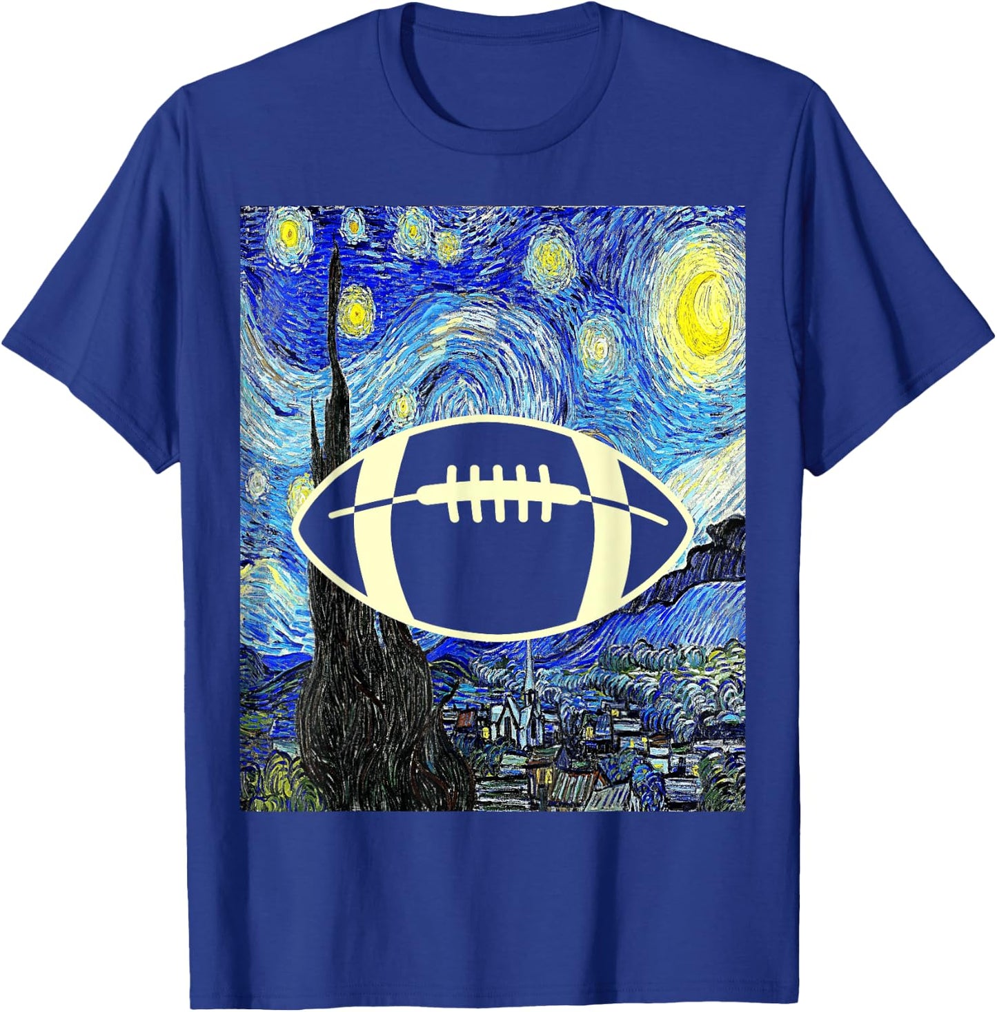 American Football Starry Night Football Lover Painting T-Shirt - T-Shirt | Royal