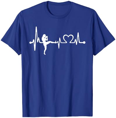 Funny Kickboxing Coach & Players Gift | Kickboxing Heartbeat T-Shirt - T-Shirt | Royal