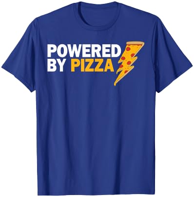 Funny Powered By Pizza Gift Kids Men Women Cool Pizza Lover T-Shirt - T-Shirt | Royal