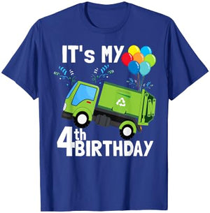 It's My 4th Birthday Garbage Truck 4 Birthday Boy Gift T-Shirt - T-Shirt | Royal