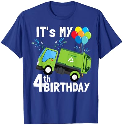 It's My 4th Birthday Garbage Truck 4 Birthday Boy Gift T-Shirt - T-Shirt | Royal