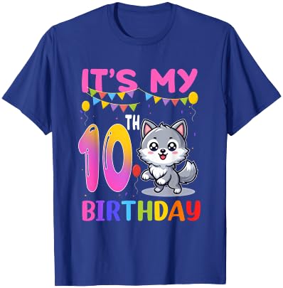 10th Birthday Wolf 10 Year Old Birthday Party Wolves Lover T-Shirt - T-Shirt | Royal