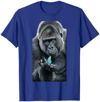 Gorilla Butterfly Artwork funny animal T-Shirt - T-Shirt | Royal
