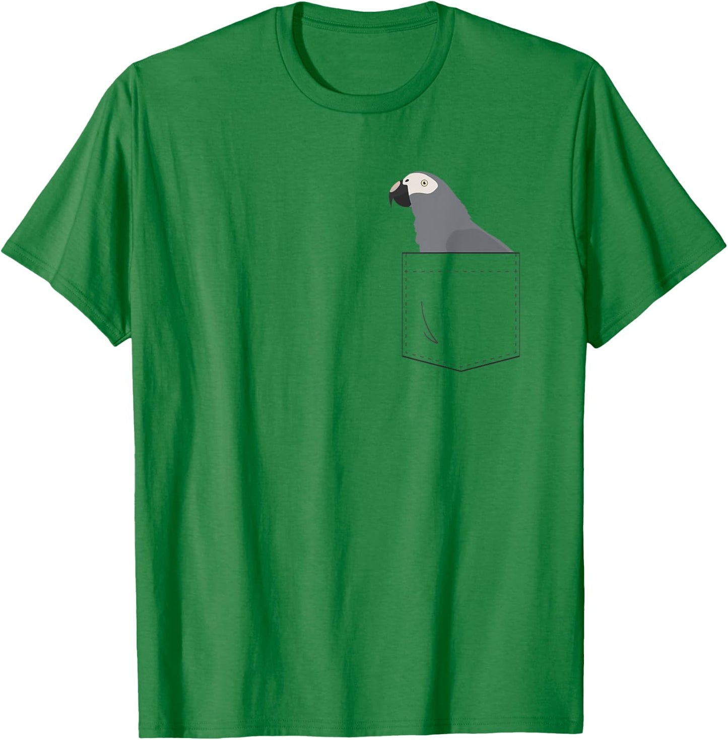 Timneh African Grey Parrot in Fake Pocket T-Shirt - T-Shirt | Irish Green