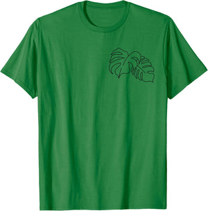 Plant Dad Plant Mom, Minimalist Monstera Deliciosa Line Art T-Shirt - T-Shirt | Irish Green