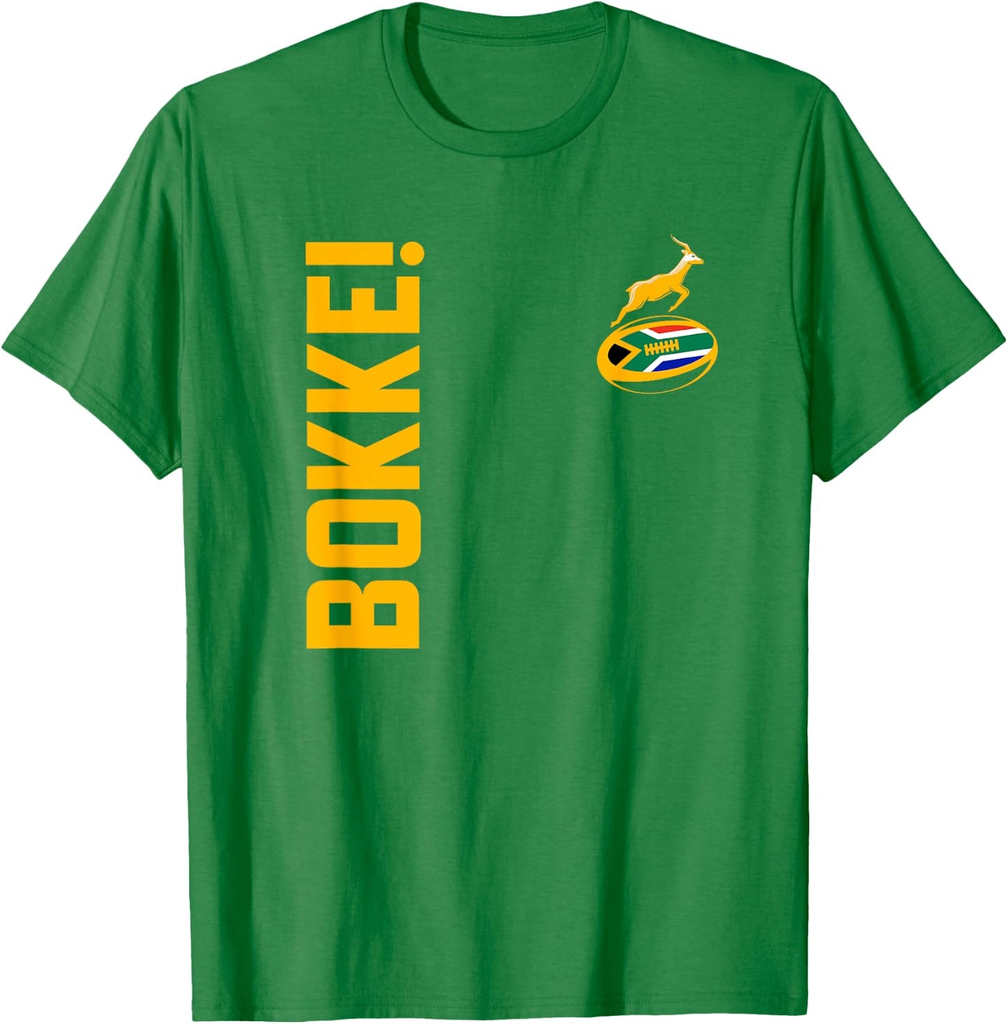 Springbok Rugby. Bokke, South African Flag. With Back Print T-Shirt - T-Shirt | Irish Green