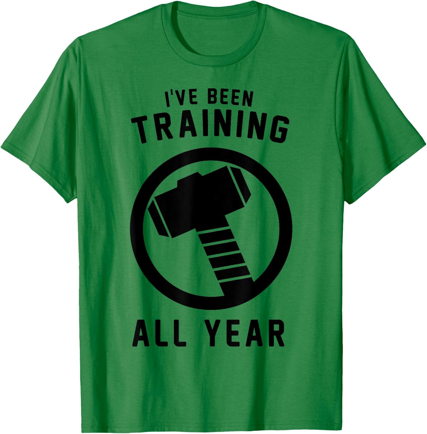 Marvel Avengers Thor I've Been Training All Year Hammer Logo T-Shirt - T-Shirt | Irish Green
