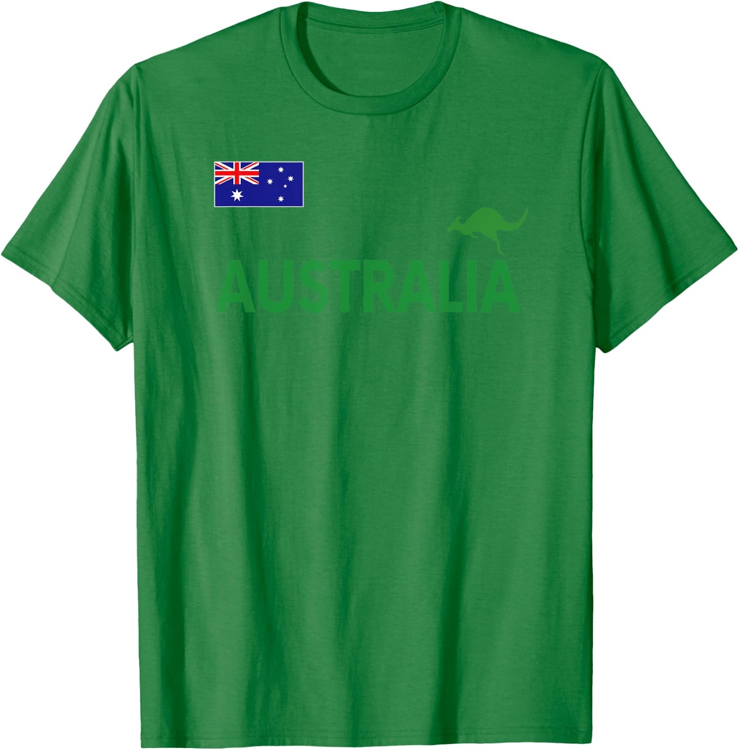 Australian Flag Kangaroo Soccer Rugby Football Swim Cheer Gift T-Shirt - T-Shirt | Irish Green