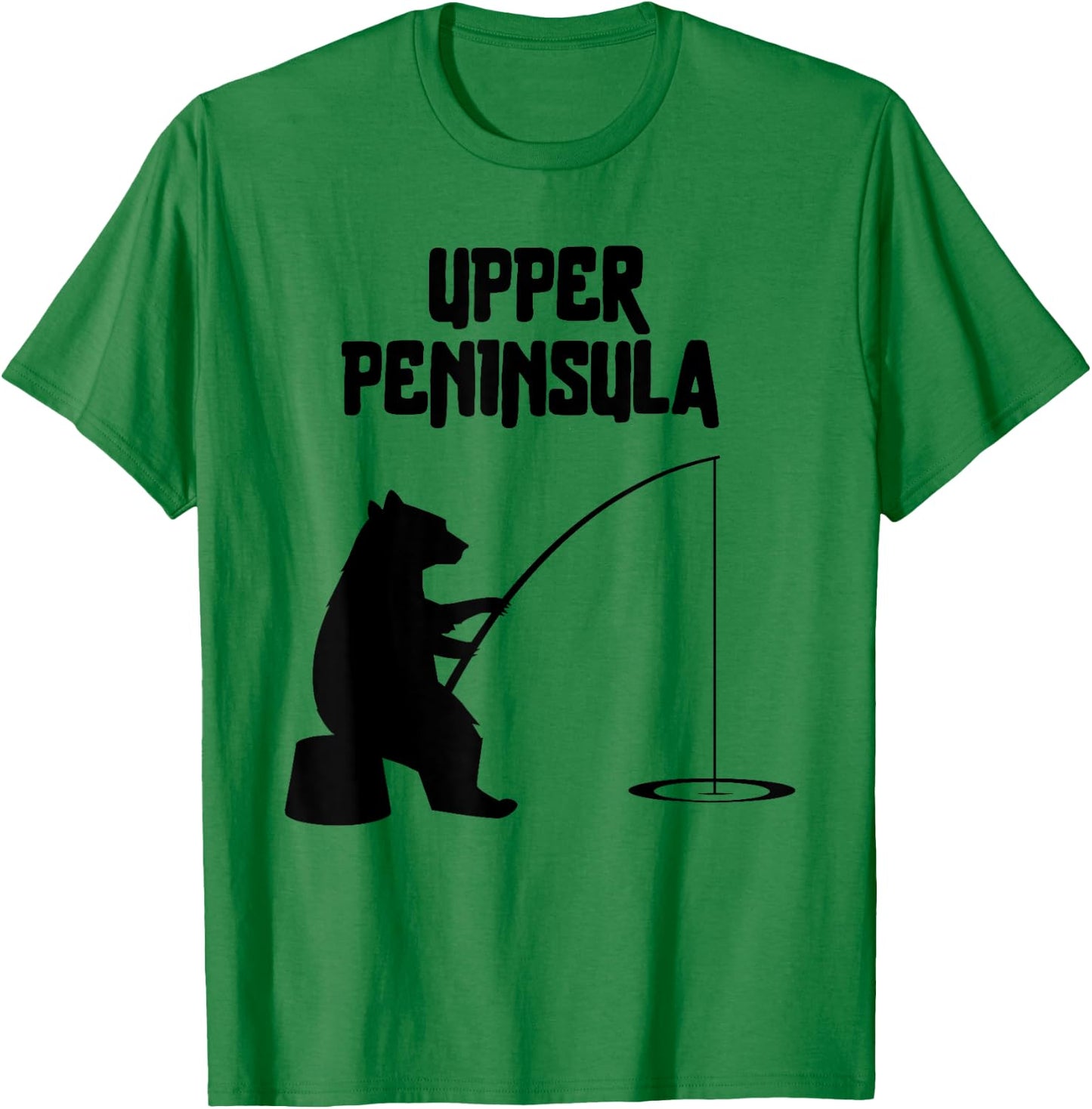 Upper Peninsula Bear Gift | MI Bear Fishing for fisherman T-Shirt - T-Shirt | Irish Green