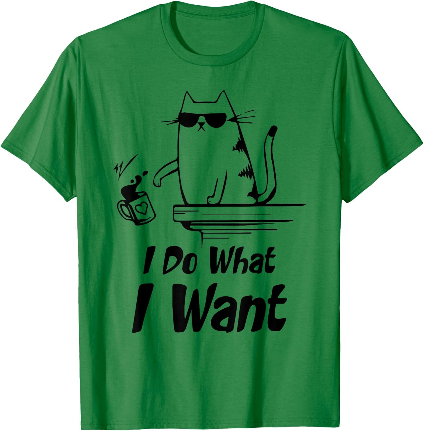 Do What I Want Black Cat Red Cup Funny Graphic Women Girls Kids T-Shirt - T-Shirt | Irish Green